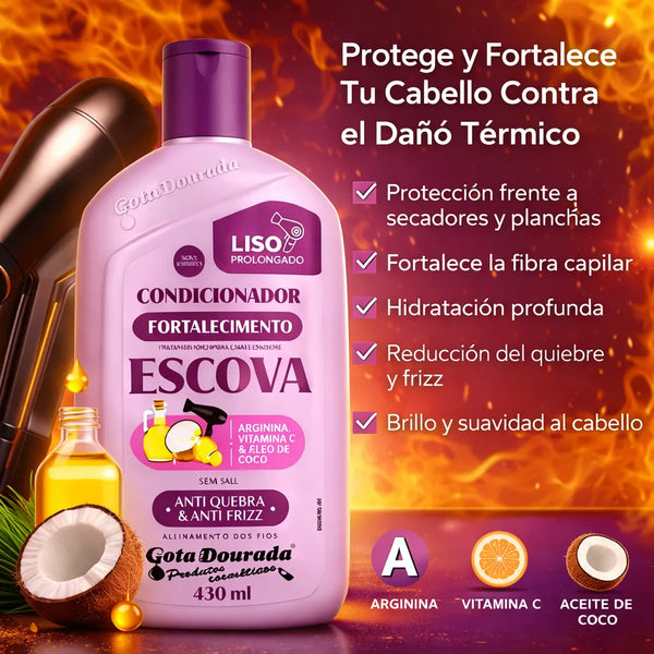Gota Dourada – Acondicionador Fortalecedor con Arginina y Coco para Cabello con Calor 430ml