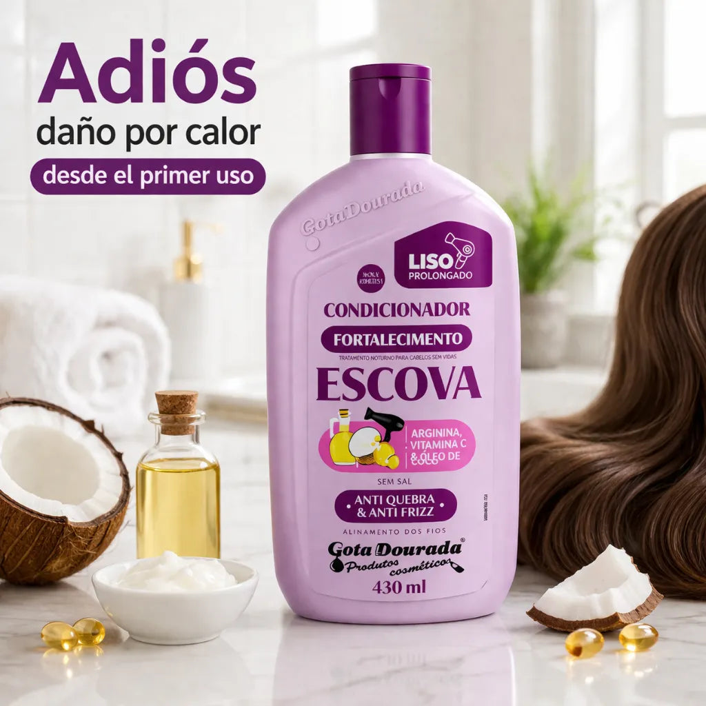 Gota Dourada – Acondicionador Fortalecedor con Arginina y Coco para Cabello con Calor 430ml