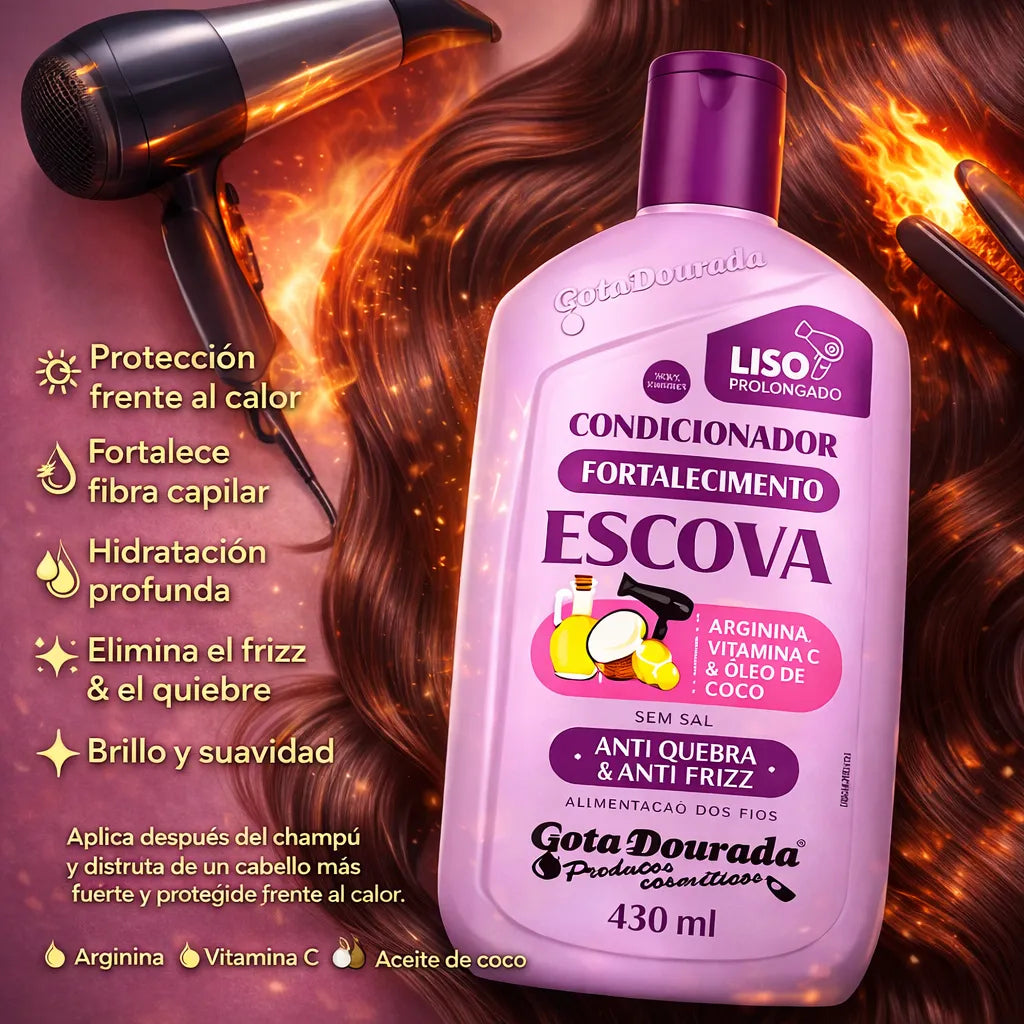Gota Dourada – Acondicionador Fortalecedor con Arginina y Coco para Cabello con Calor 430ml