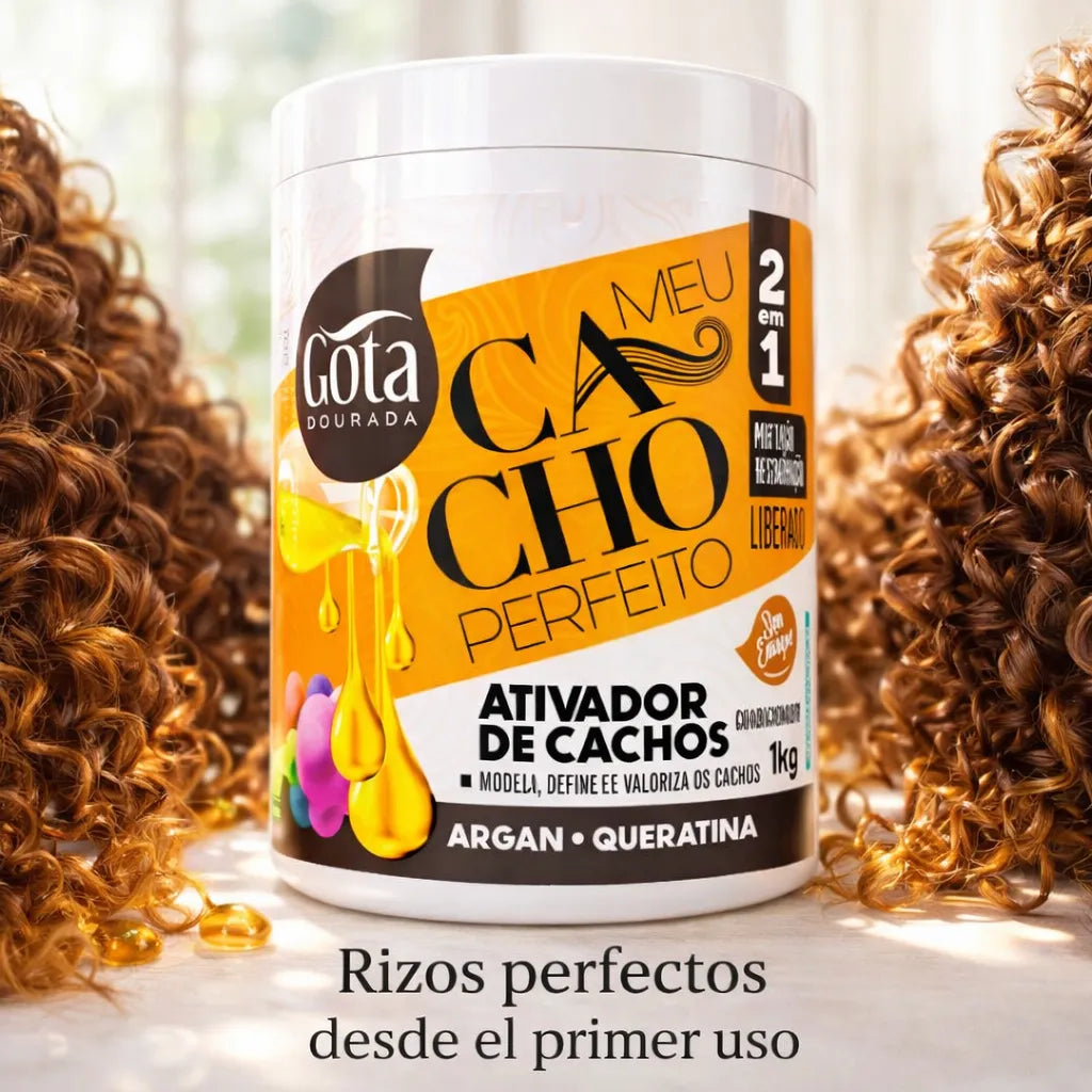 Gota Dourada – Activador de Rizos con Aceite de Argán y Queratina para Cabello Rizado 1kg