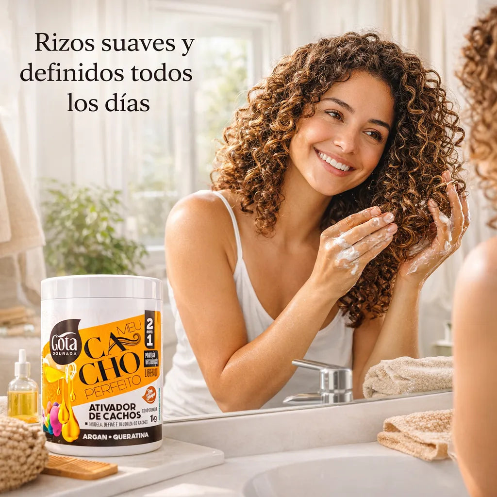 Gota Dourada – Activador de Rizos con Aceite de Argán y Queratina para Cabello Rizado 1kg
