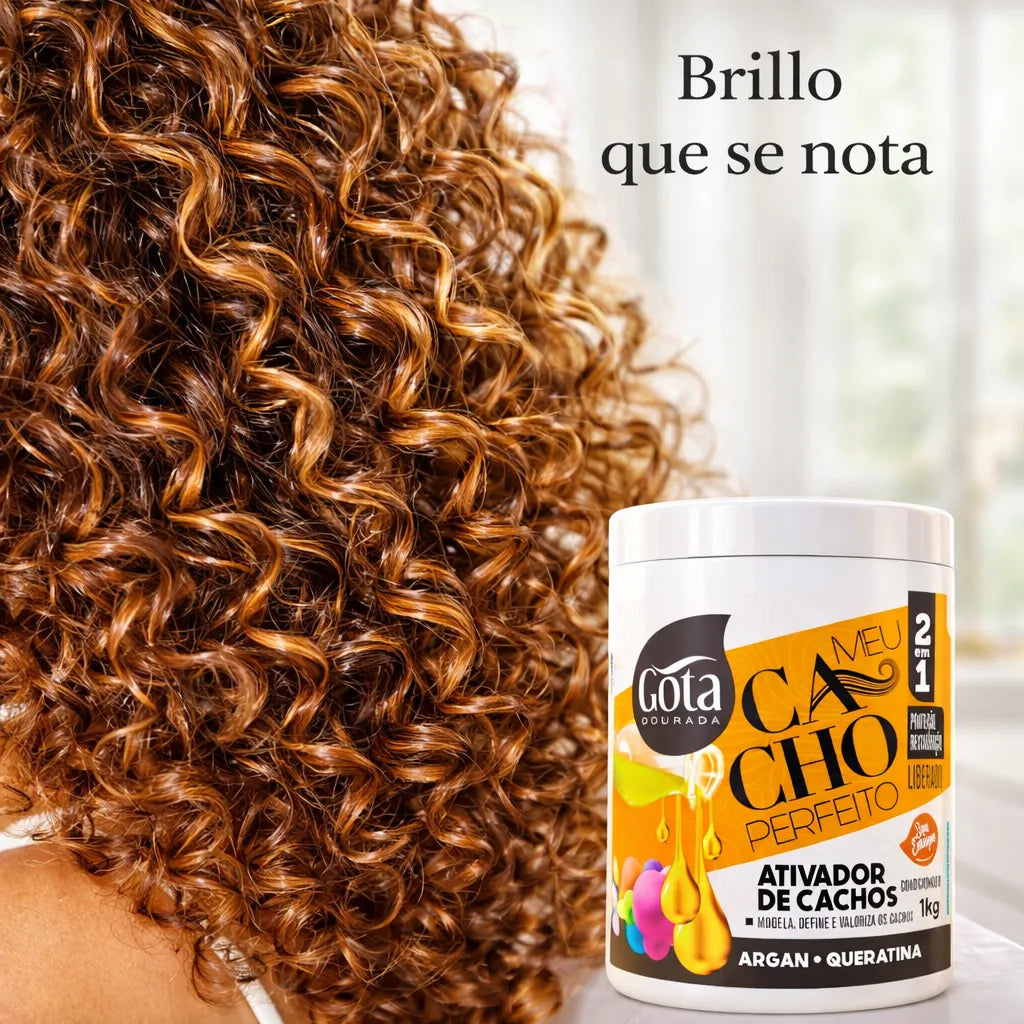Gota Dourada – Activador de Rizos con Aceite de Argán y Queratina para Cabello Rizado 1kg