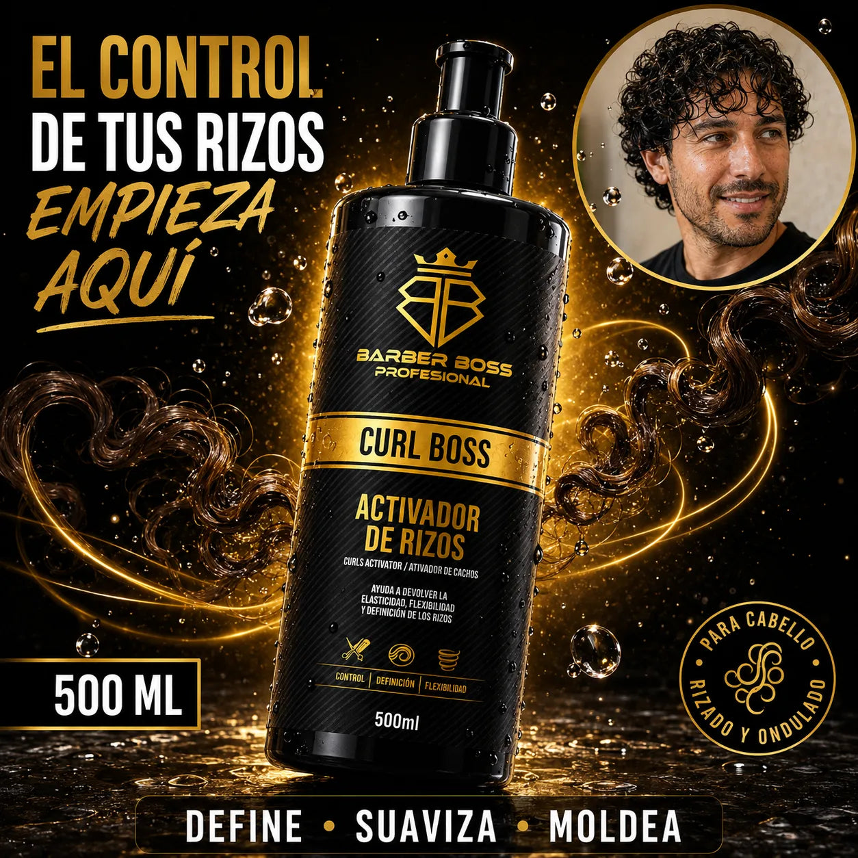 Barber Boss – Activador de rizos para cabello rizado y ondulado 500 ml