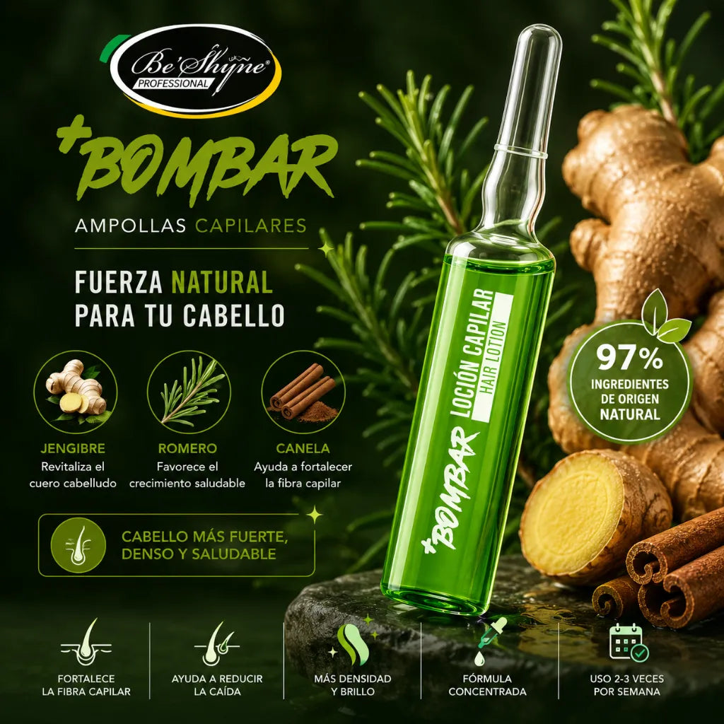 Be’Shyne – Ampollas Capilares Fortalecedoras +Bombar Anticaída y Crecimiento 12 Unidades
