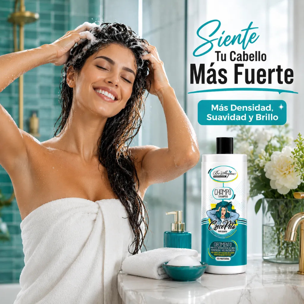 Be'Shyne – Champú Crece Pelo con Biotina y Pantenol para Cabello Frágil 1000ml