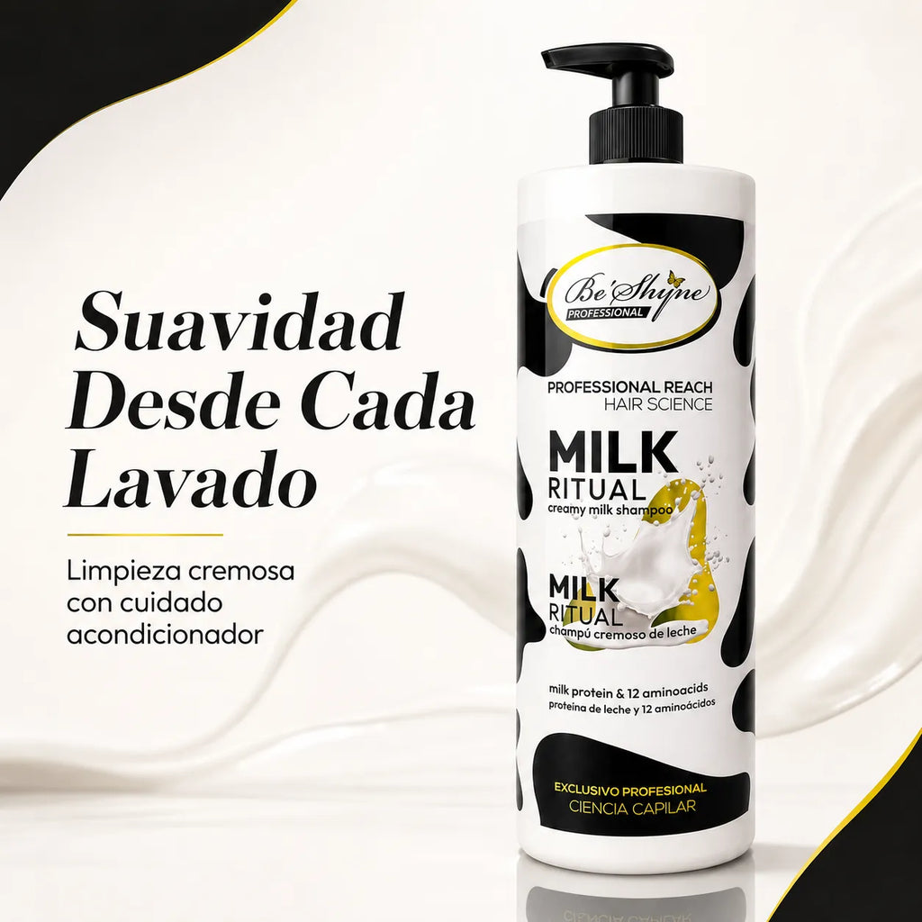 Be'Shyne – Champú acondicionador para cabello suave Milk Ritual 1000 ml