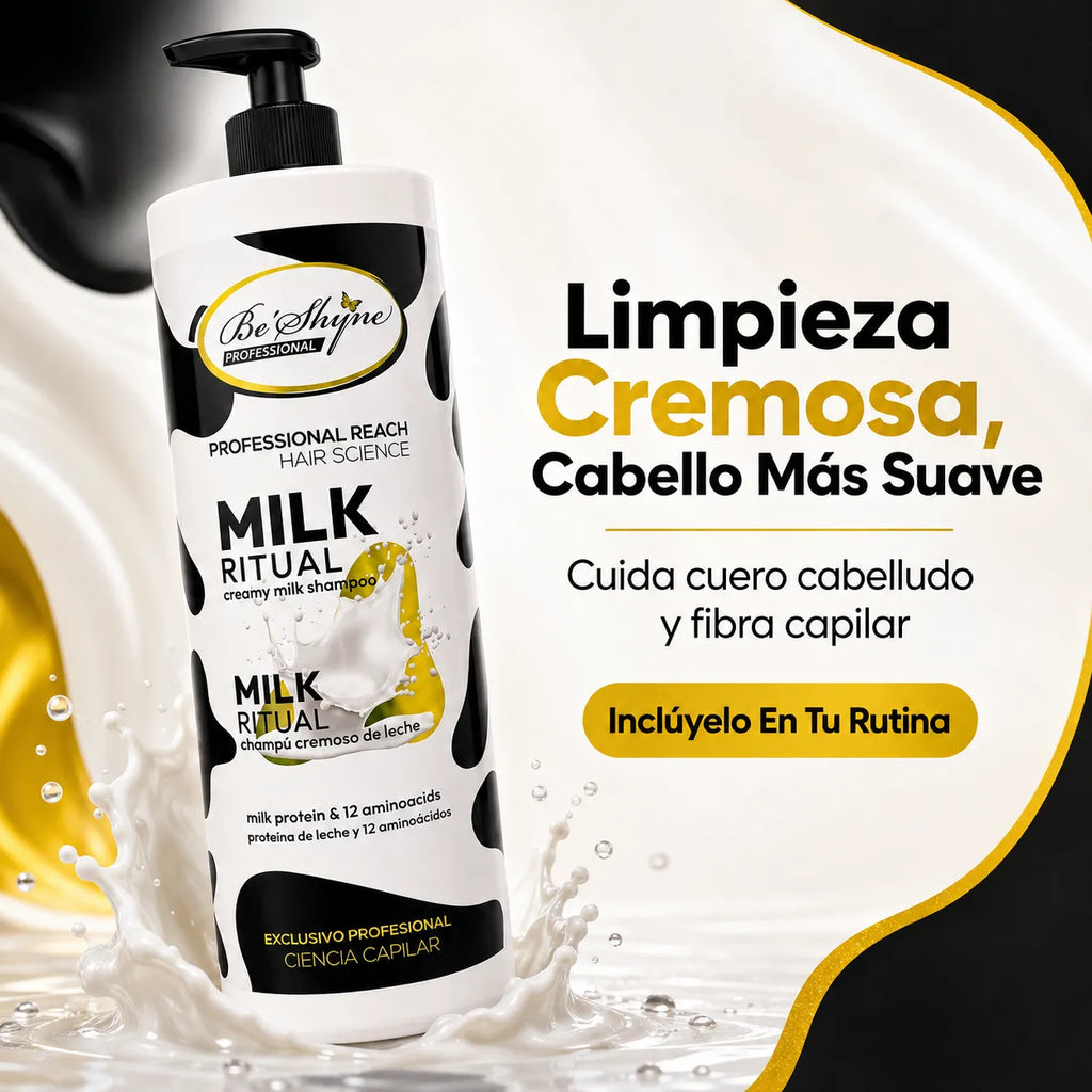 Be'Shyne – Champú acondicionador para cabello suave Milk Ritual 1000 ml