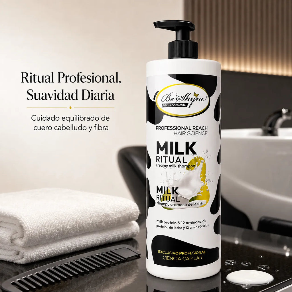 Be'Shyne – Champú acondicionador para cabello suave Milk Ritual 1000 ml