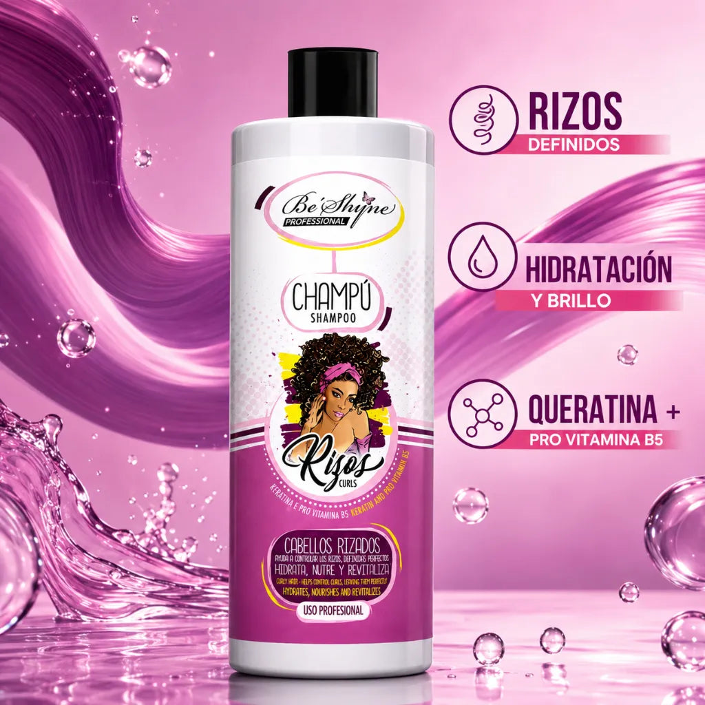 Be’Shyne – Champú para Rizos con Queratina y Pro Vitamina B5 1000ml
