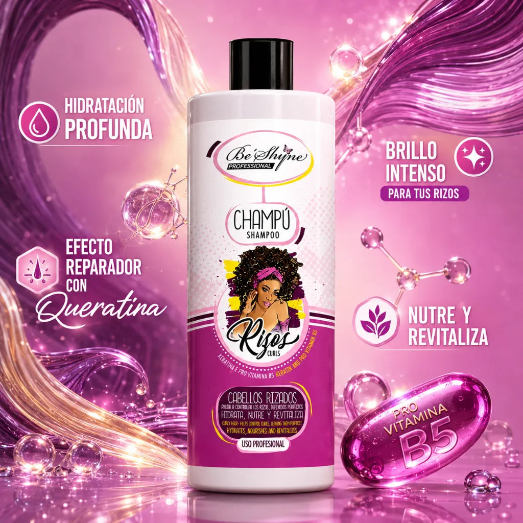 Be’Shyne – Champú para Rizos con Queratina y Pro Vitamina B5 1000ml