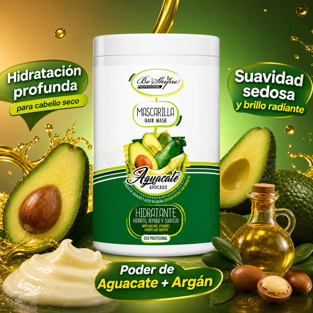 Be´Shyne – Mascarilla Capilar Hidratante con Aguacate y Argán para Cabello Seco 1kg