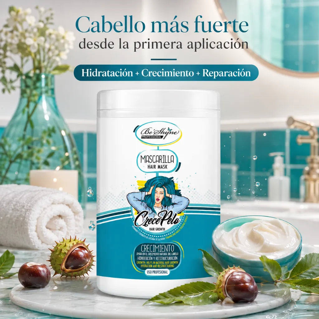 Be’Shyne – Mascarilla Capilar para Crecimiento del Cabello con Biotina y Pantenol 1L