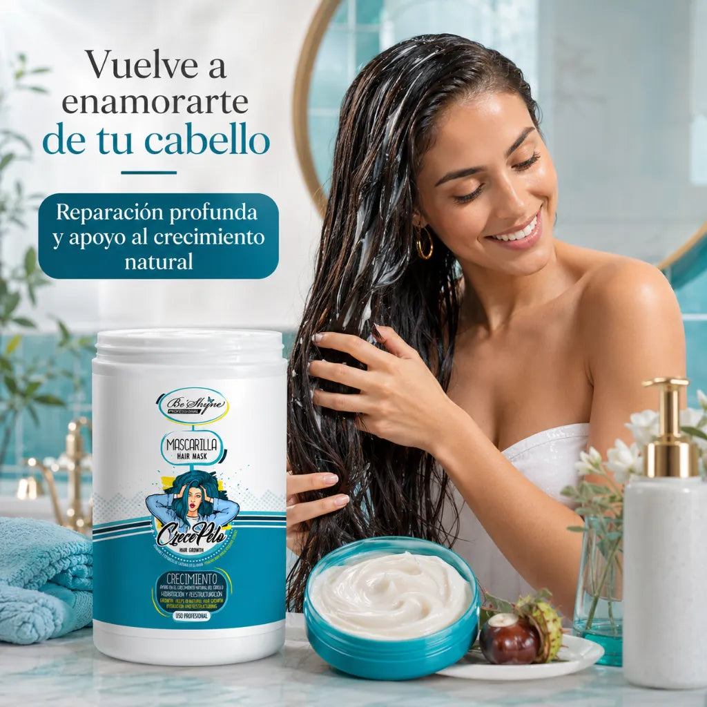 Be’Shyne – Mascarilla Capilar para Crecimiento del Cabello con Biotina y Pantenol 1L