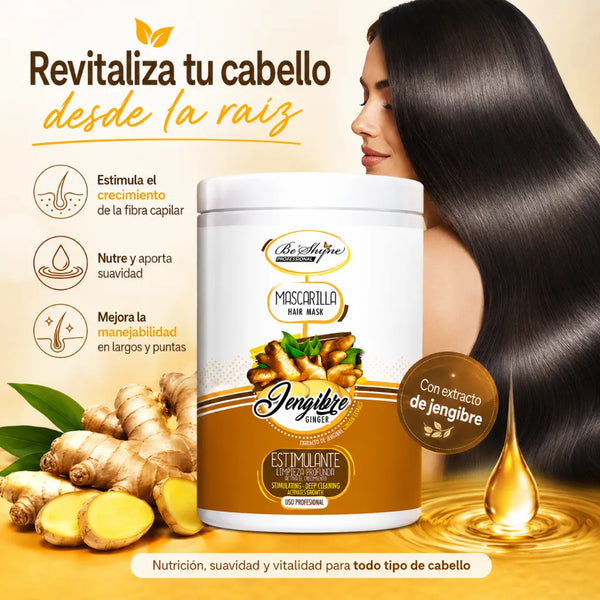 Be´Shyne – Mascarilla Capilar Estimulante con Jengibre para Todo Tipo de Cabello 1L
