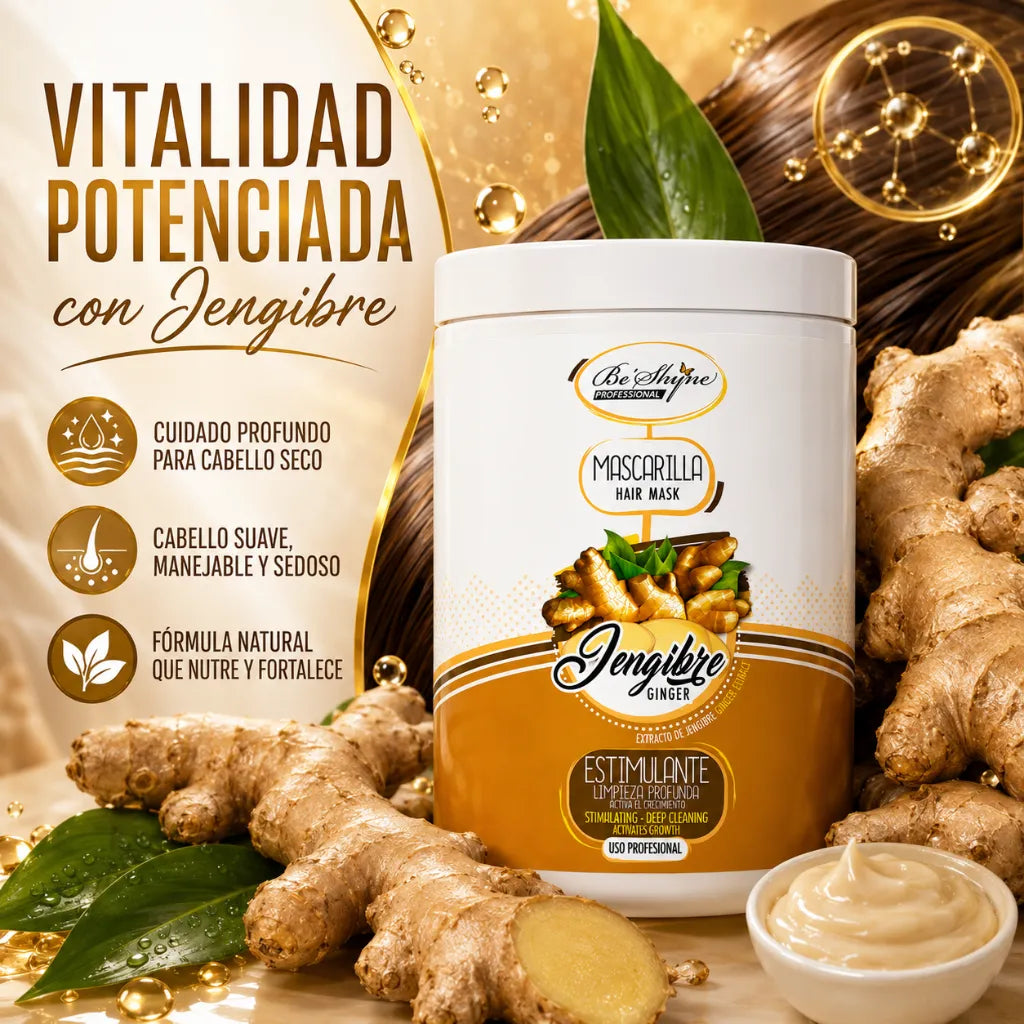 Be´Shyne – Mascarilla Capilar Estimulante con Jengibre para Todo Tipo de Cabello 1L
