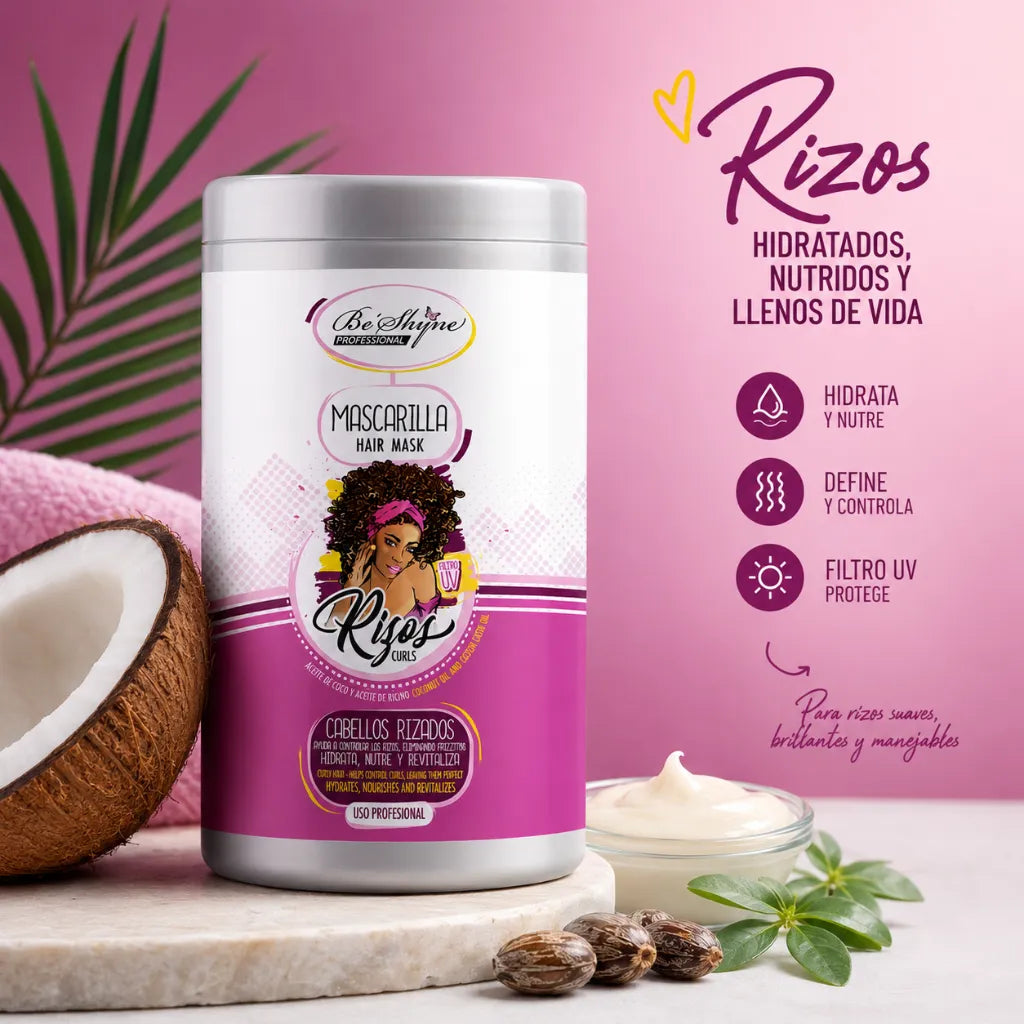Be´Shyne – Mascarilla Capilar para Cabello Rizado con Keratina y Pro Vitamina B5 1kg