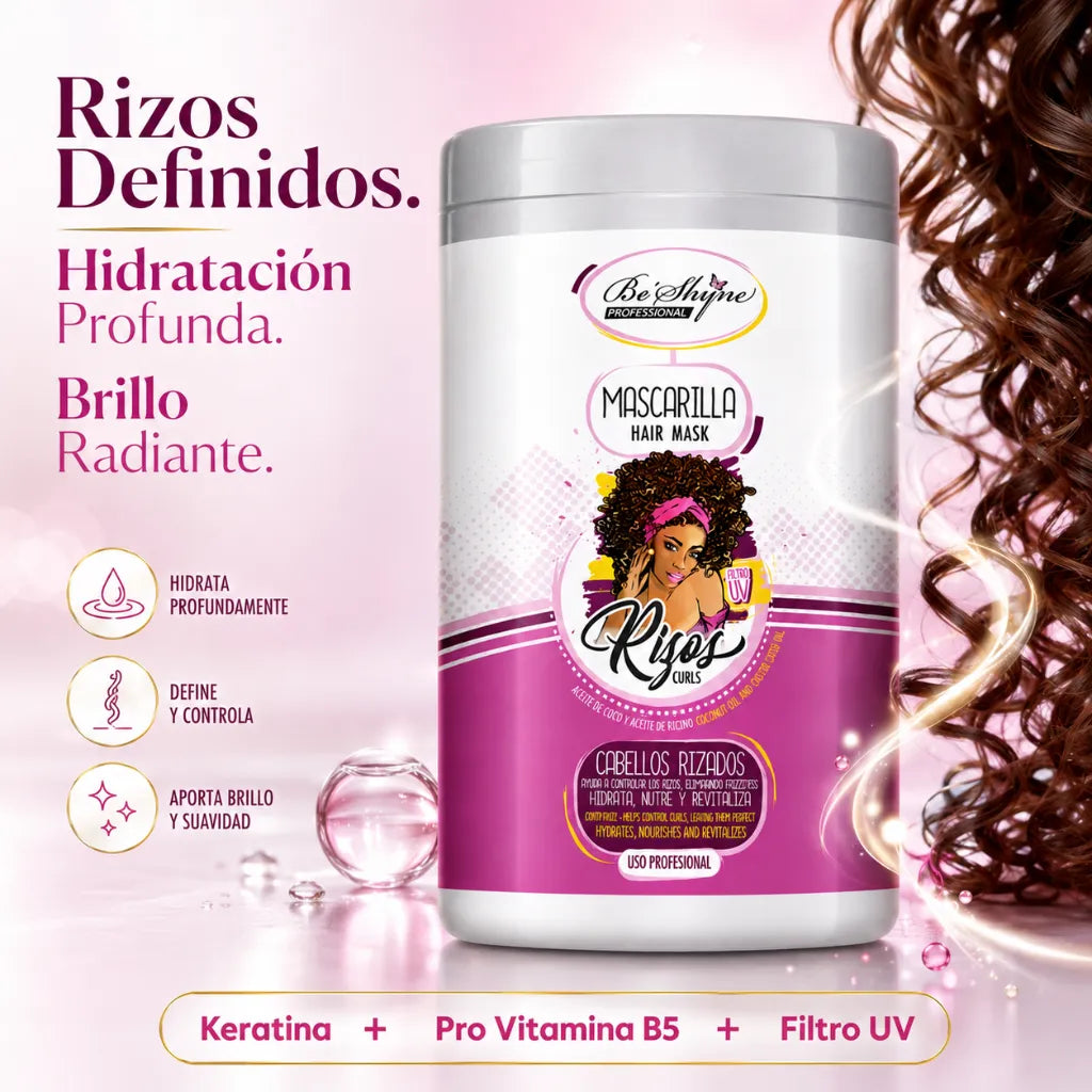 Be´Shyne – Mascarilla Capilar para Cabello Rizado con Keratina y Pro Vitamina B5 1kg