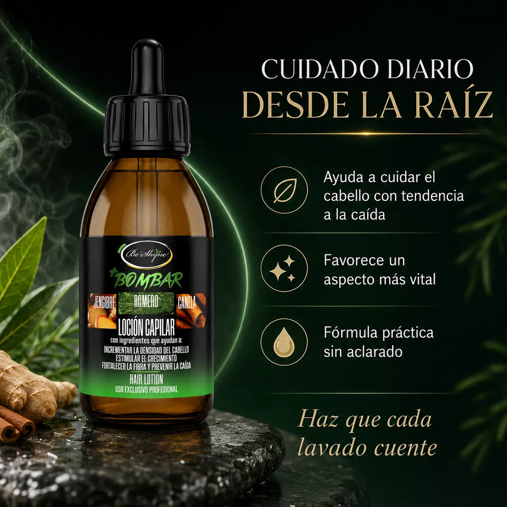 Be'Shyne +Bombar – Loción capilar para cabello con caída 125 ml