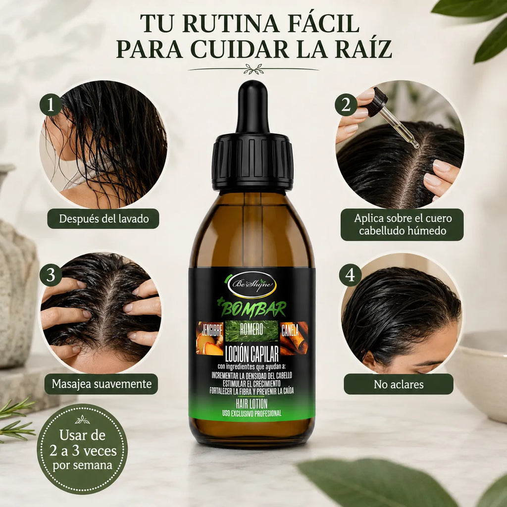 Be'Shyne +Bombar – Loción capilar para cabello con caída 125 ml