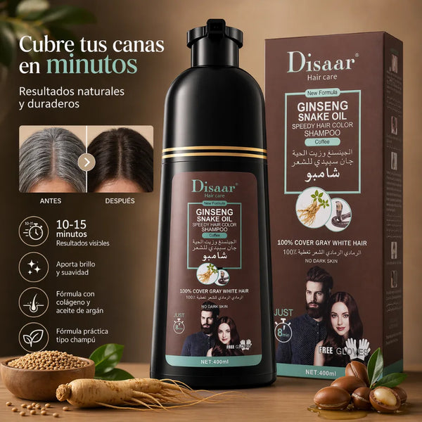 DISAAR – Champú Color Café cubre Canas con Colágeno y Aceite de Argán  400ml