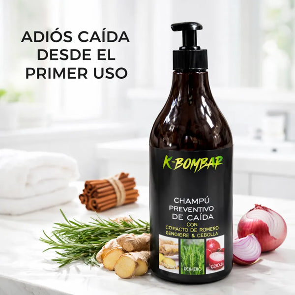 Bombar – Champú Anticaída con Romero, Cebolla y Jengibre para Fortalecer el Cabello 1000ml