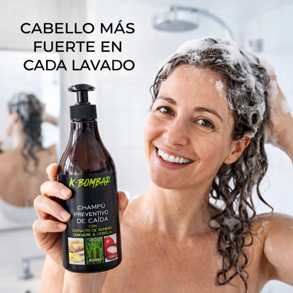 Bombar – Champú Anticaída con Romero, Cebolla y Jengibre para Fortalecer el Cabello 1000ml