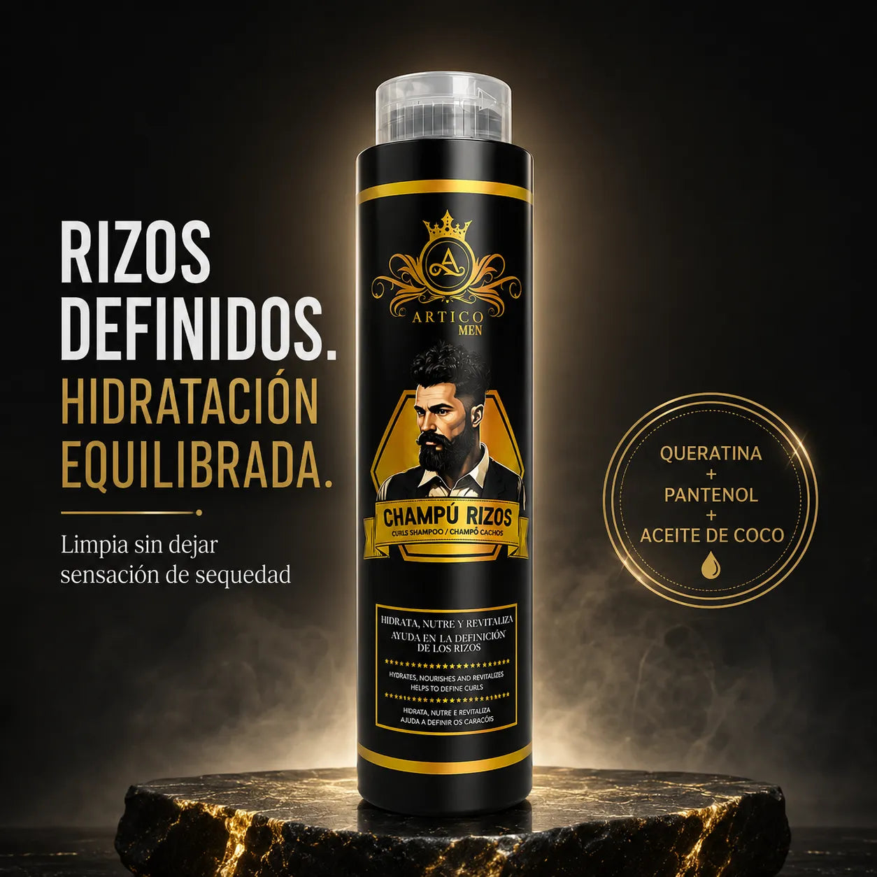 Ártico Men® – Champú para Cabello Rizado y Ondulado 400 ml