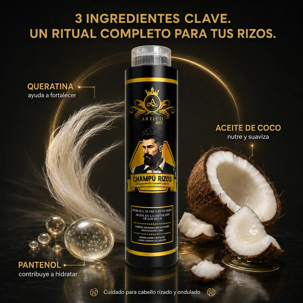 Ártico Men® – Champú para Cabello Rizado y Ondulado 400 ml