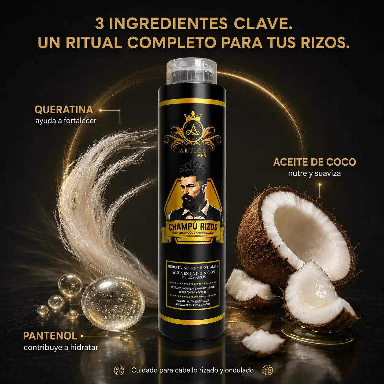 Ártico Men® – Champú para Cabello Rizado y Ondulado 400 ml