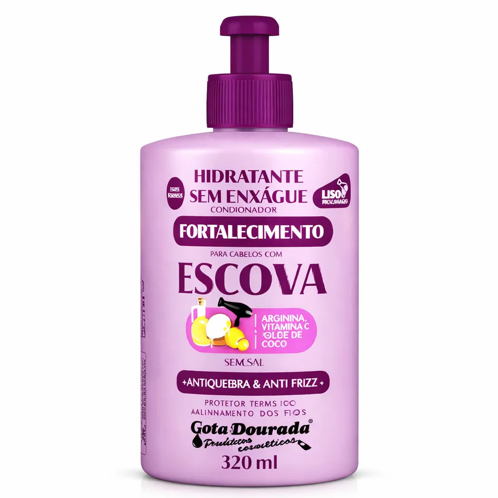 Gota Dourada – Crema de Peinar/Acondicionador Sin Enjuague con Arginina y Coco para Hidratación y Anti Frizz 320ml