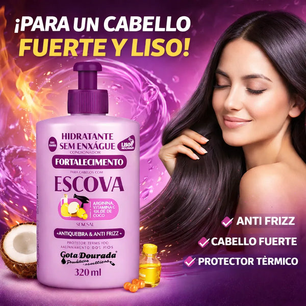Gota Dourada – Crema de Peinar/Acondicionador Sin Enjuague con Arginina y Coco para Hidratación y Anti Frizz 320ml