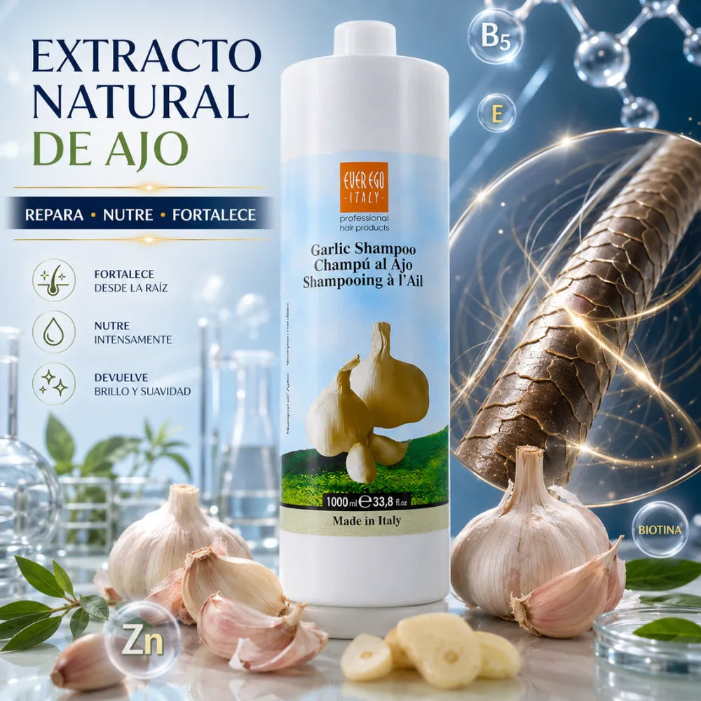 Champú Regenerador al Ajo – Fortalece, Nutre y Revitaliza el Cabello Tratado | 1000/300 ml