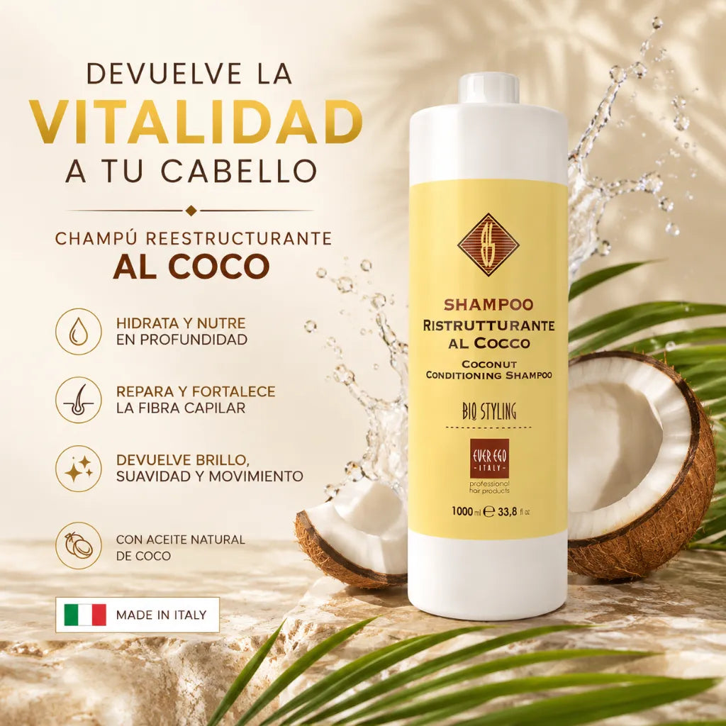 Champú Hidratante de Coco – 1000 ml | Repara, Nutre y Fortalece el Cabello Seco o Dañado