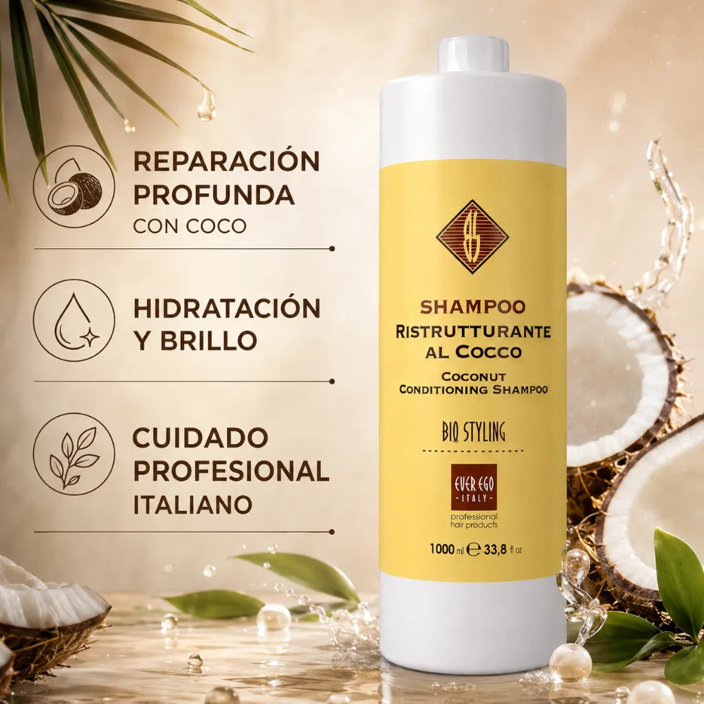 Champú Hidratante de Coco – 1000 ml | Repara, Nutre y Fortalece el Cabello Seco o Dañado