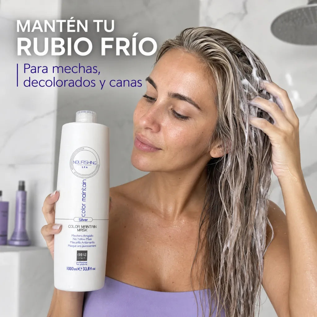 Ever Ego – Champú Silver Protector del Color con Aloe Vera para Cabello Teñido o con Canas 1000ml