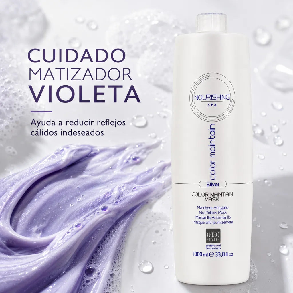 Ever Ego – Champú Silver Protector del Color con Aloe Vera para Cabello Teñido o con Canas 1000ml