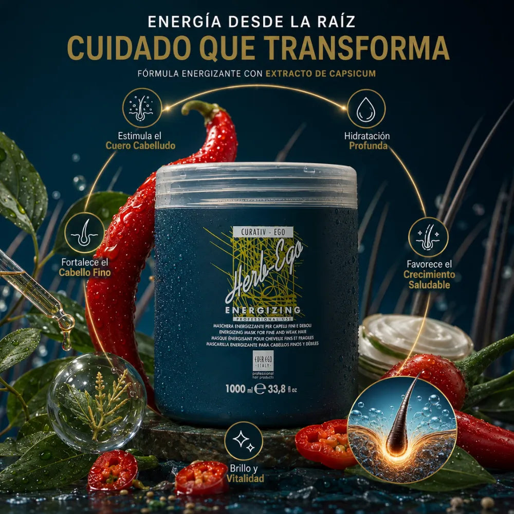 Mascarilla Energizante al Extracto de Pimiento – Fortalecimiento y Vitalidad Capilar | 1000 ml