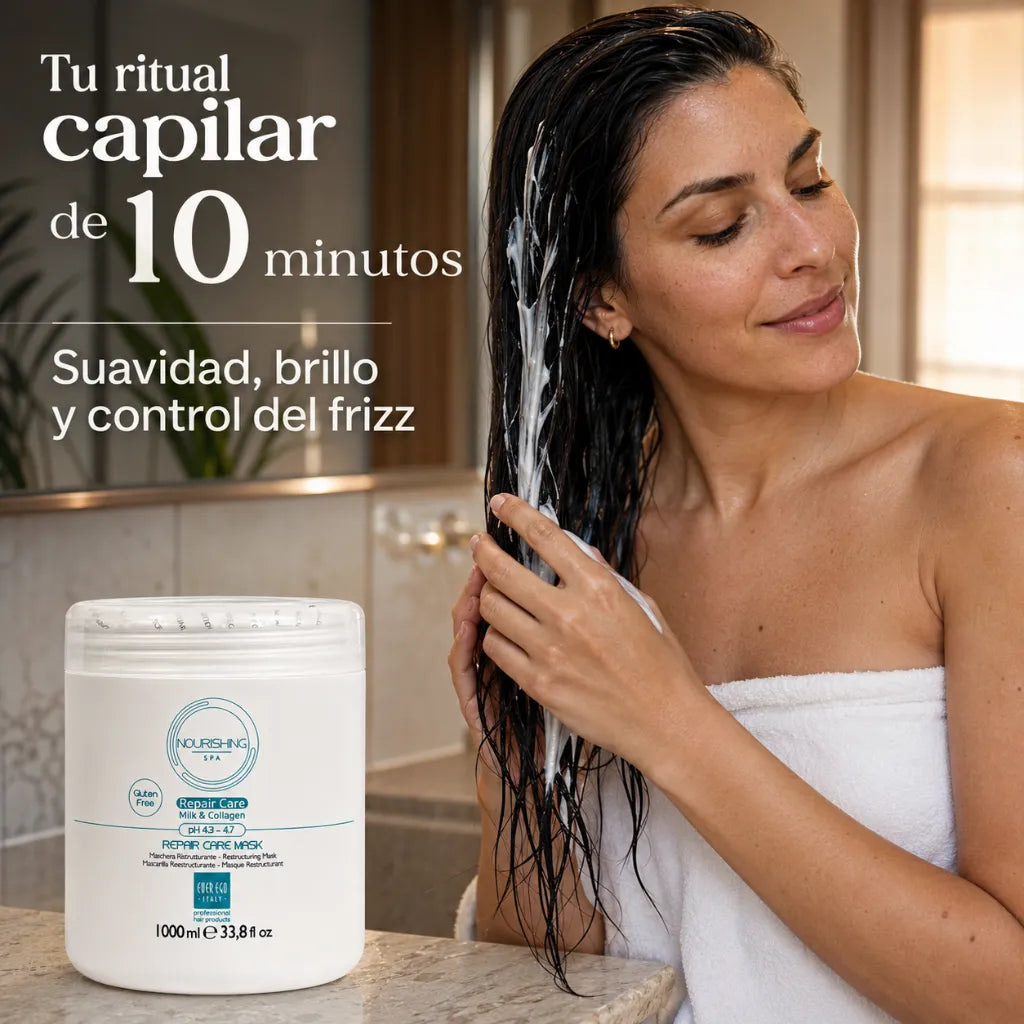 Ever Ego Italy – Mascarilla Restructurante con Colágeno y Proteína de Leche para Cabello Dañado 1000ml