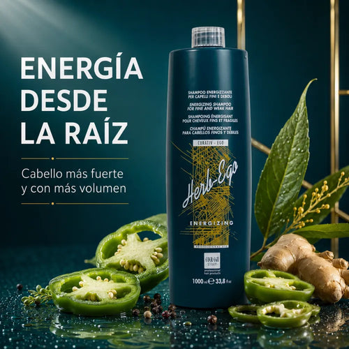 Champú Energizante al Extracto de Pimiento – Fuerza y Vitalidad para Cabellos Finos y Débiles | 1000 ml
