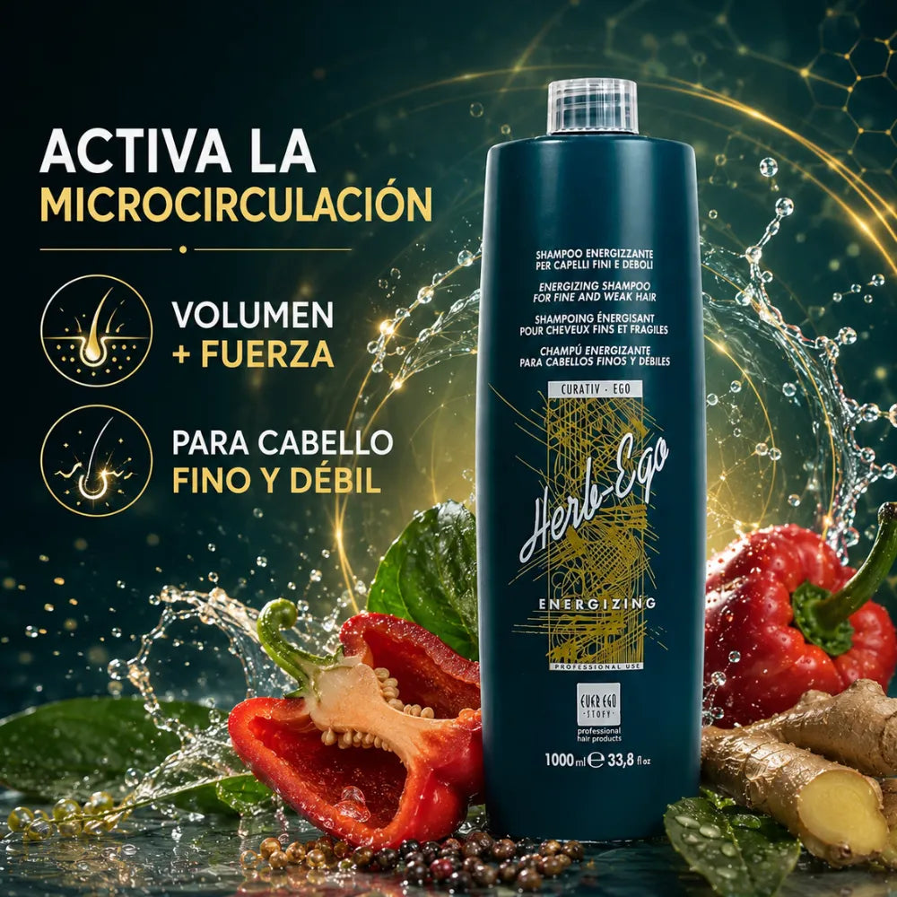 Champú Energizante al Extracto de Pimiento – Fuerza y Vitalidad para Cabellos Finos y Débiles | 1000 ml