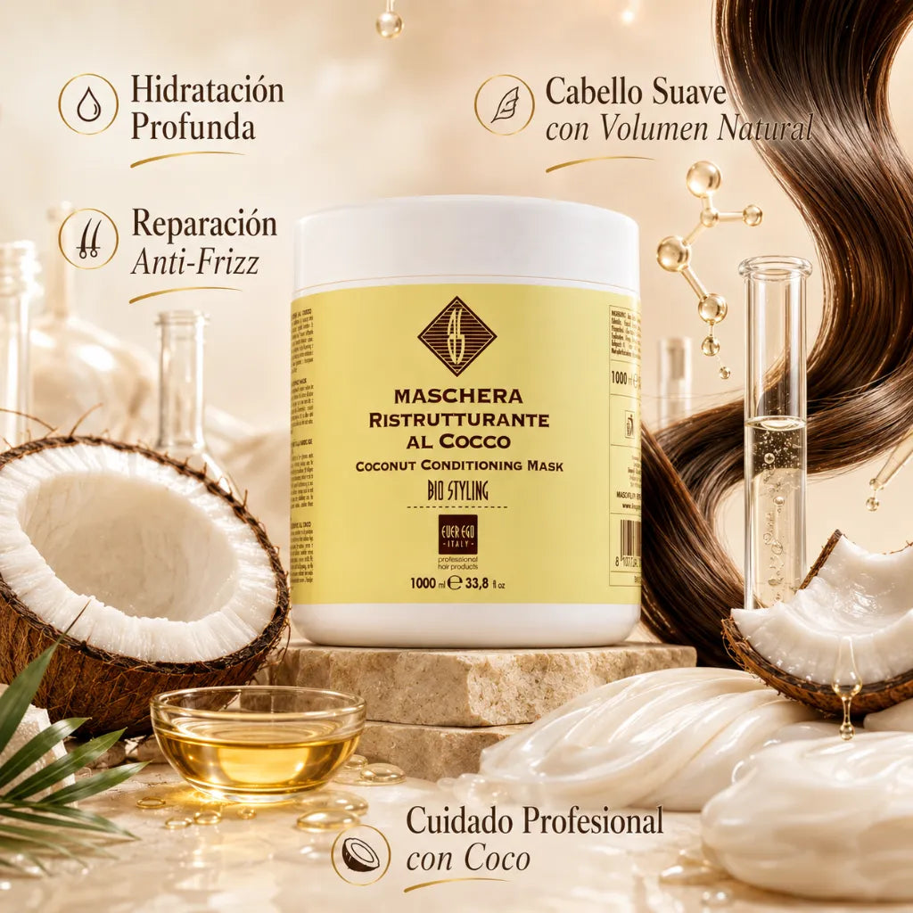 Mascarilla Reestructurante de Coco – Nutrición, Suavidad y Volumen sin Engrasar | 1000/300 ml