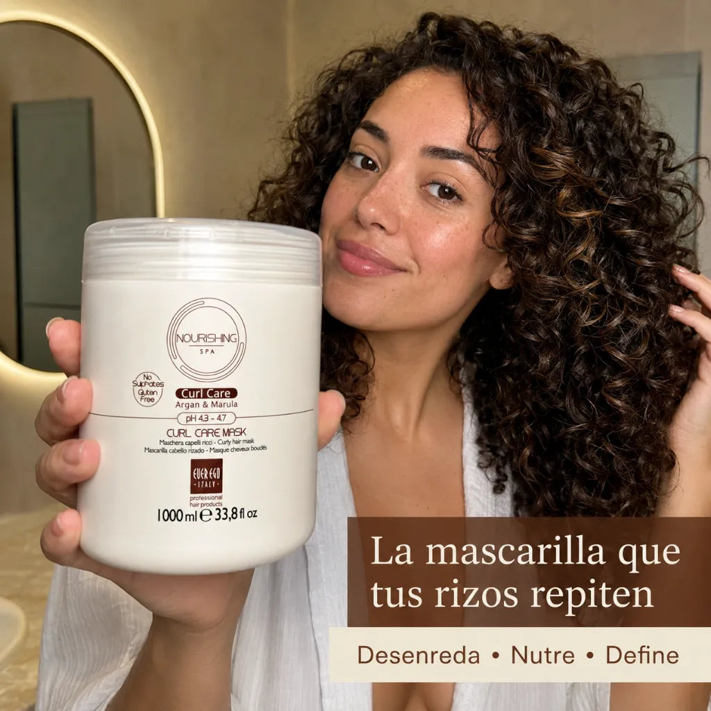 Ever Ego Italy – Mascarilla Nutritiva de Argán y Marula para Cabello Rizado 1000ml