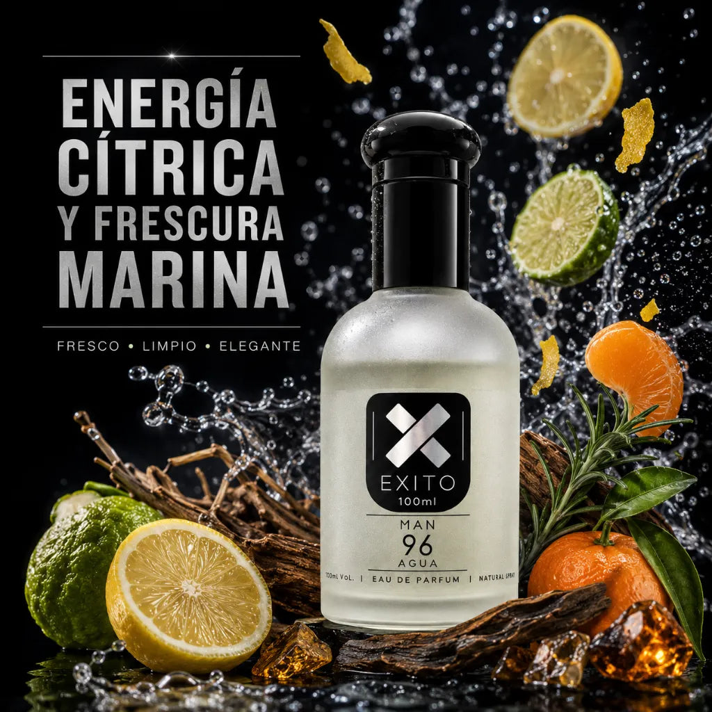 EXITO 096 – Perfume Masculino Cítrico Aromático Marino 100ml