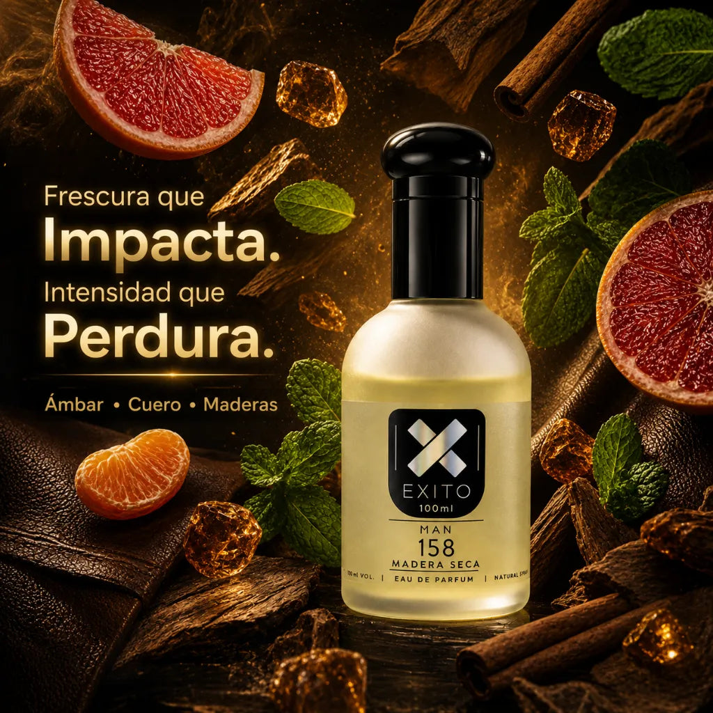EXITO 158 – Perfume Masculino Cálido Especiado Ámbar 100ml