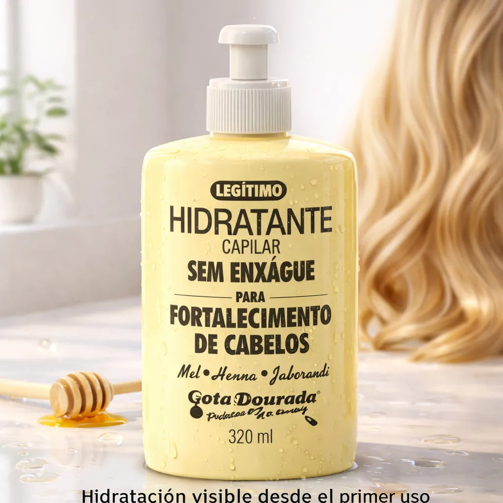 Gota Dourada – Leave-in Hidratante Capilar Fortalecedor con Miel para Cabello Dañado 320ml