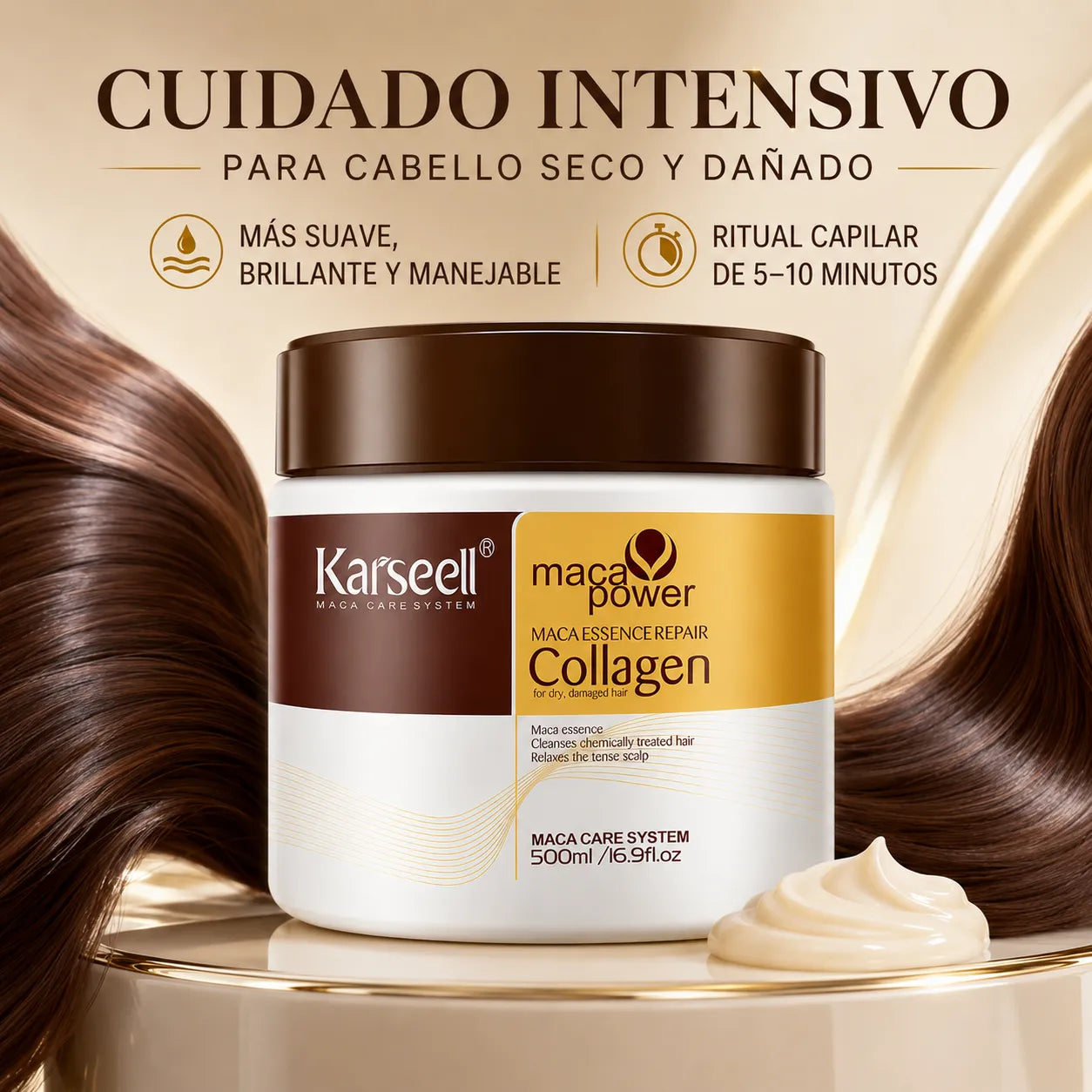 Karseell – Mascarilla capilar de colágeno para cabello seco y dañado 500 ml