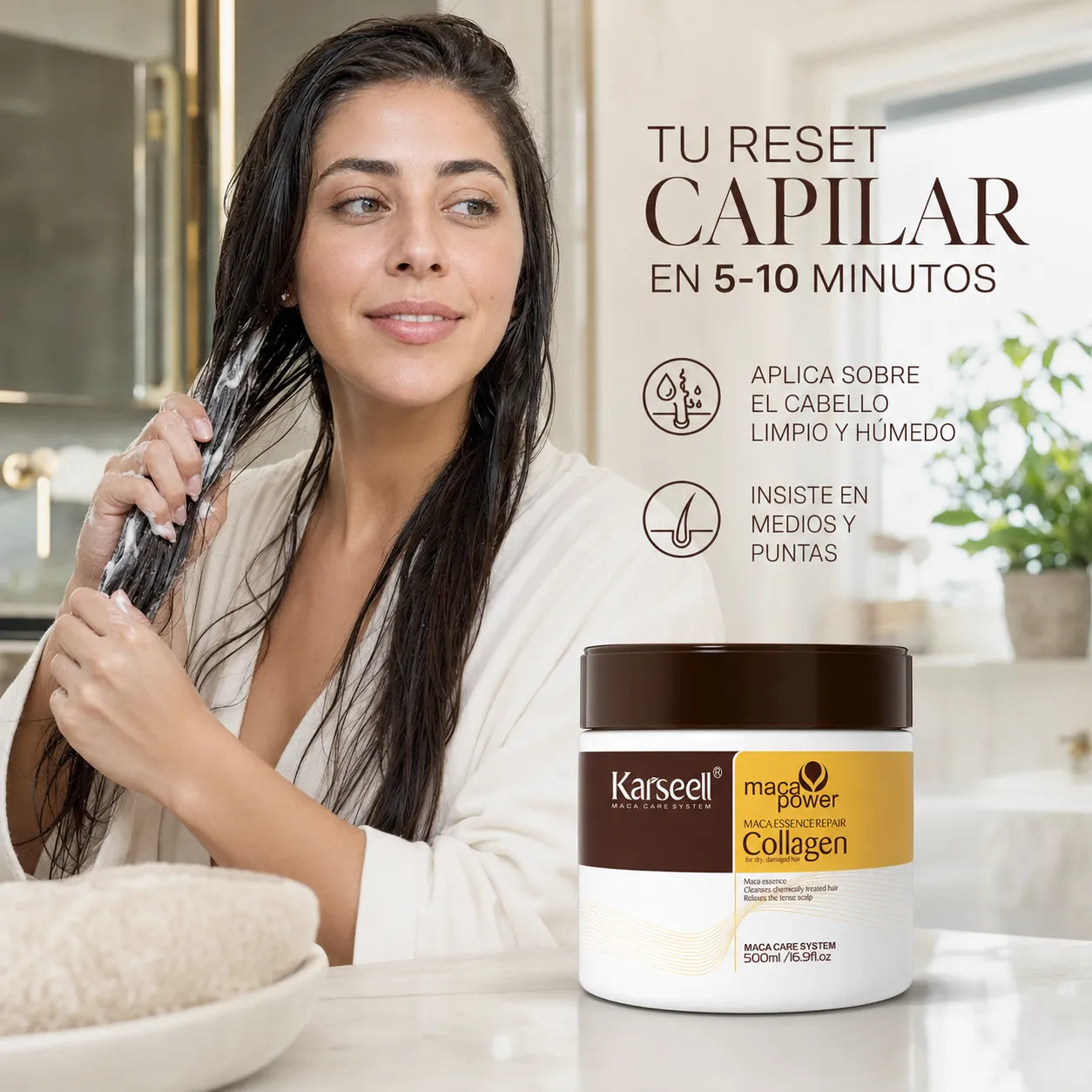 Karseell – Mascarilla capilar de colágeno para cabello seco y dañado 500 ml