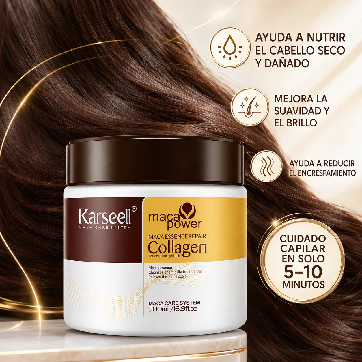 Karseell – Mascarilla capilar de colágeno para cabello seco y dañado 500 ml