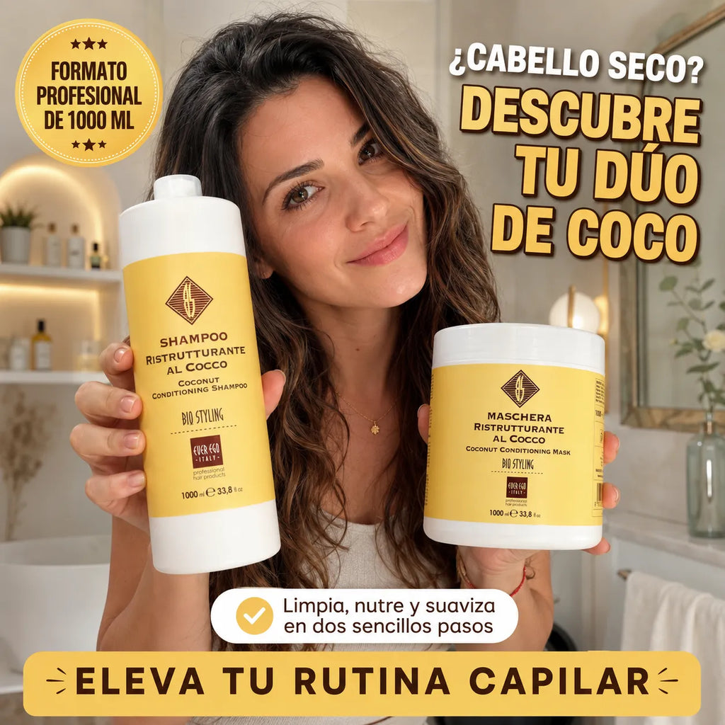 Pack champú y mascarilla de coco para cabello seco Ever Ego Italy 2 x 1000 ml