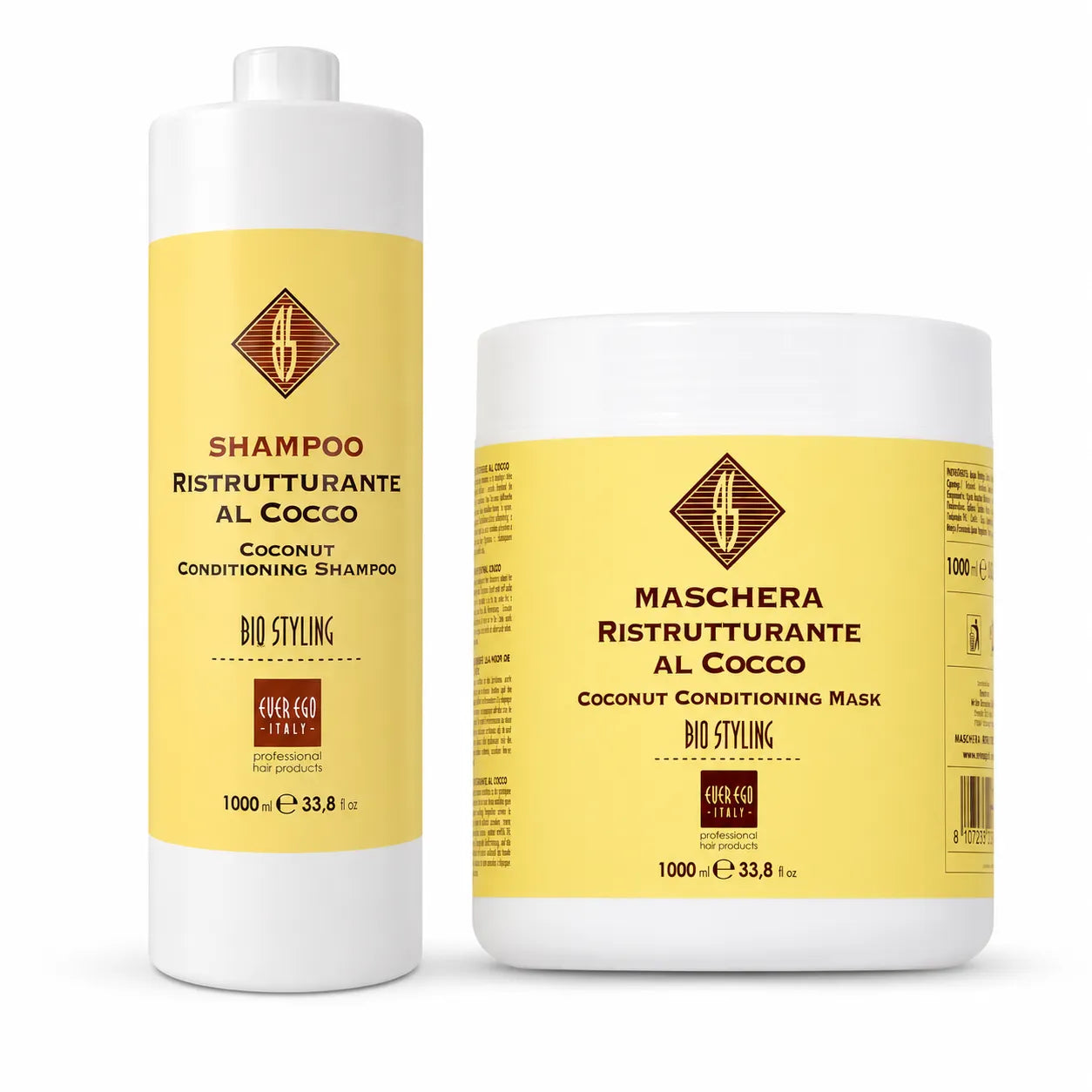 Pack champú y mascarilla de coco para cabello seco Ever Ego Italy 2 x 1000 ml